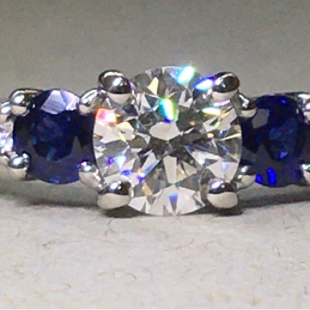 Fashion engagement CZ diamond and sapphire ring size 8.5